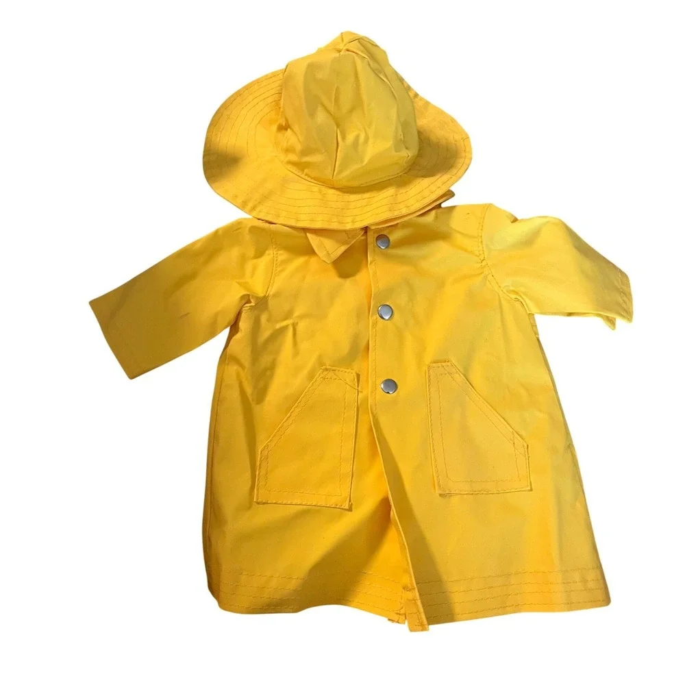 Yellow Doll Raincoat Set with Red Boots and Umbrella for 18 Inch Dolls
